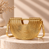 Women's Ribbed Half-Moon Shoulder Bag with Adjustable Strap